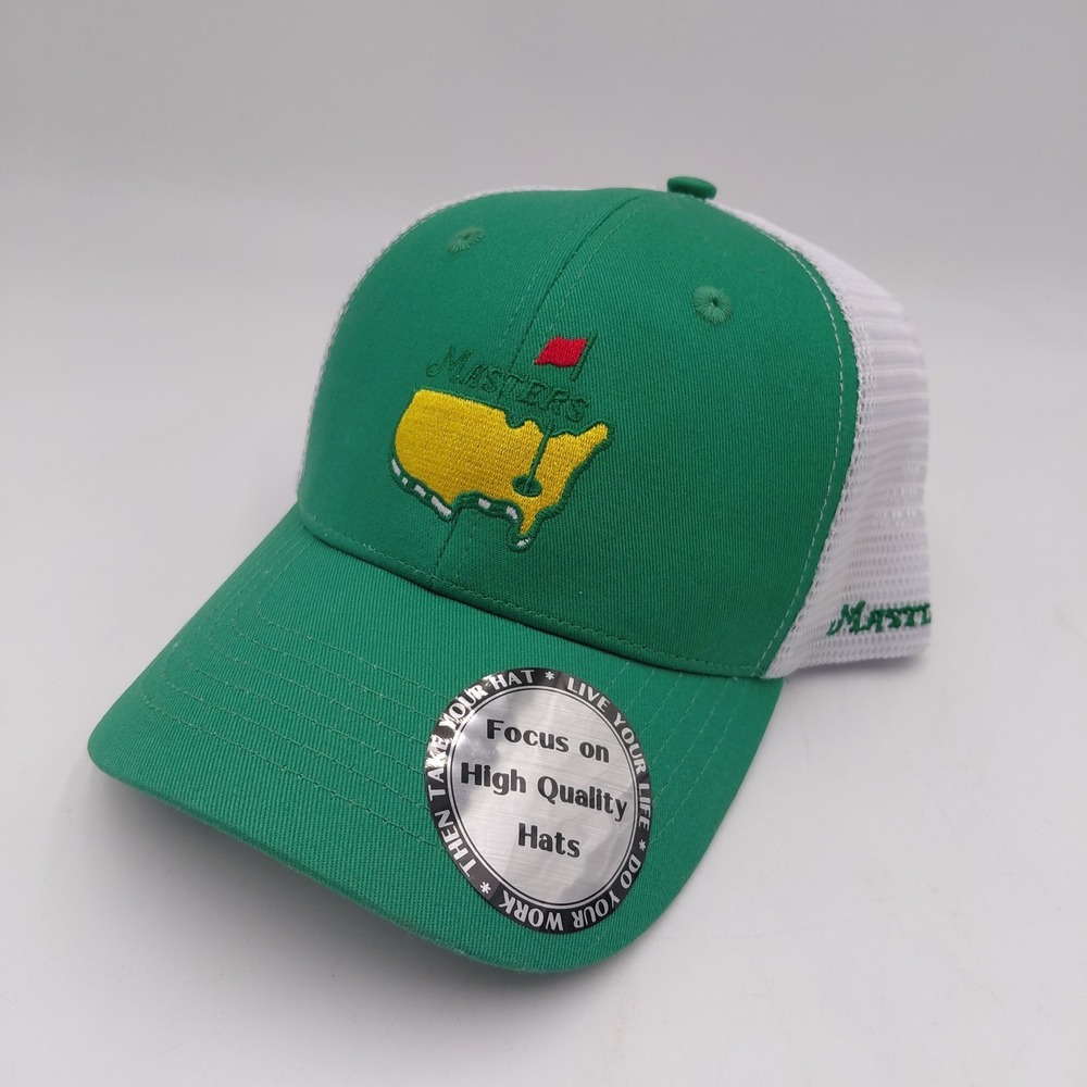 Masters Golf Trucker Hat Adjustable White Mesh Snapback Augusta National Cap